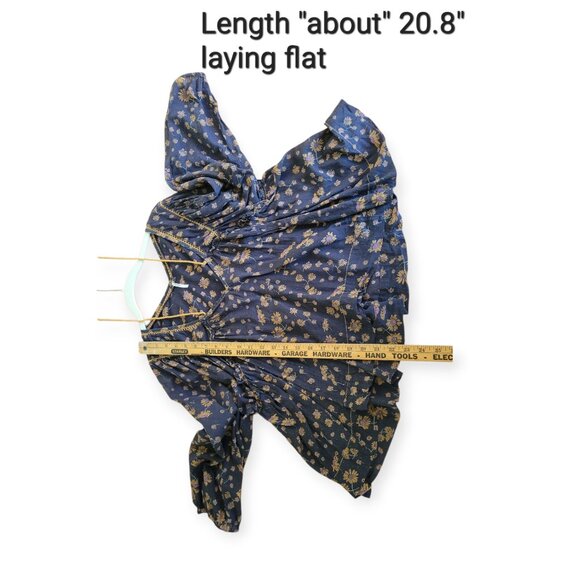 Free People Black Gold Sunflower Pattern Never a Dull Moment Peasant Blouse S - Picture 8 of 12